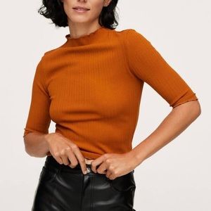 MANGO Ribbed crop T-shirt